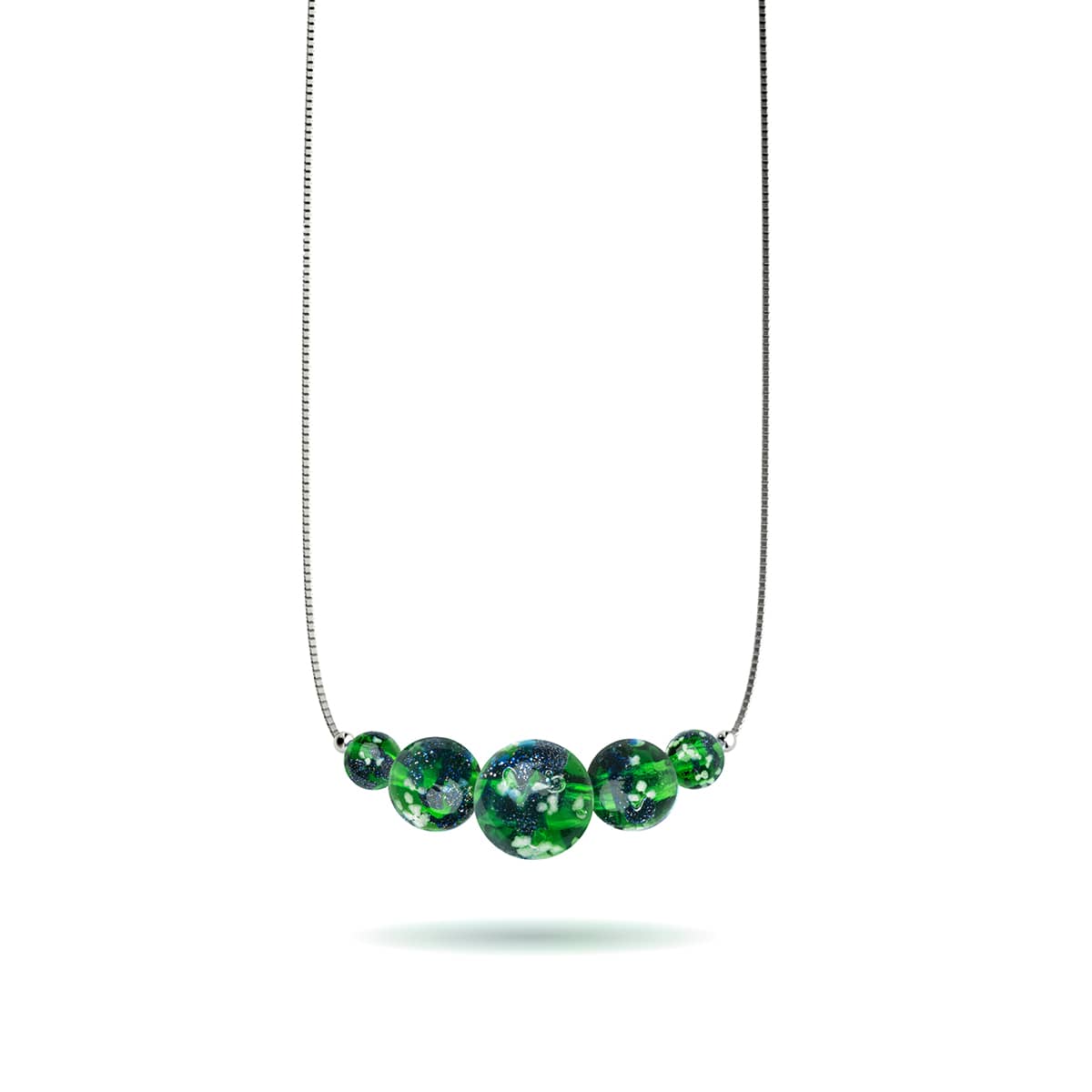 Collier avec fermoir infini en verre Firefly | Argent sterling 925 | Trèfle bleu